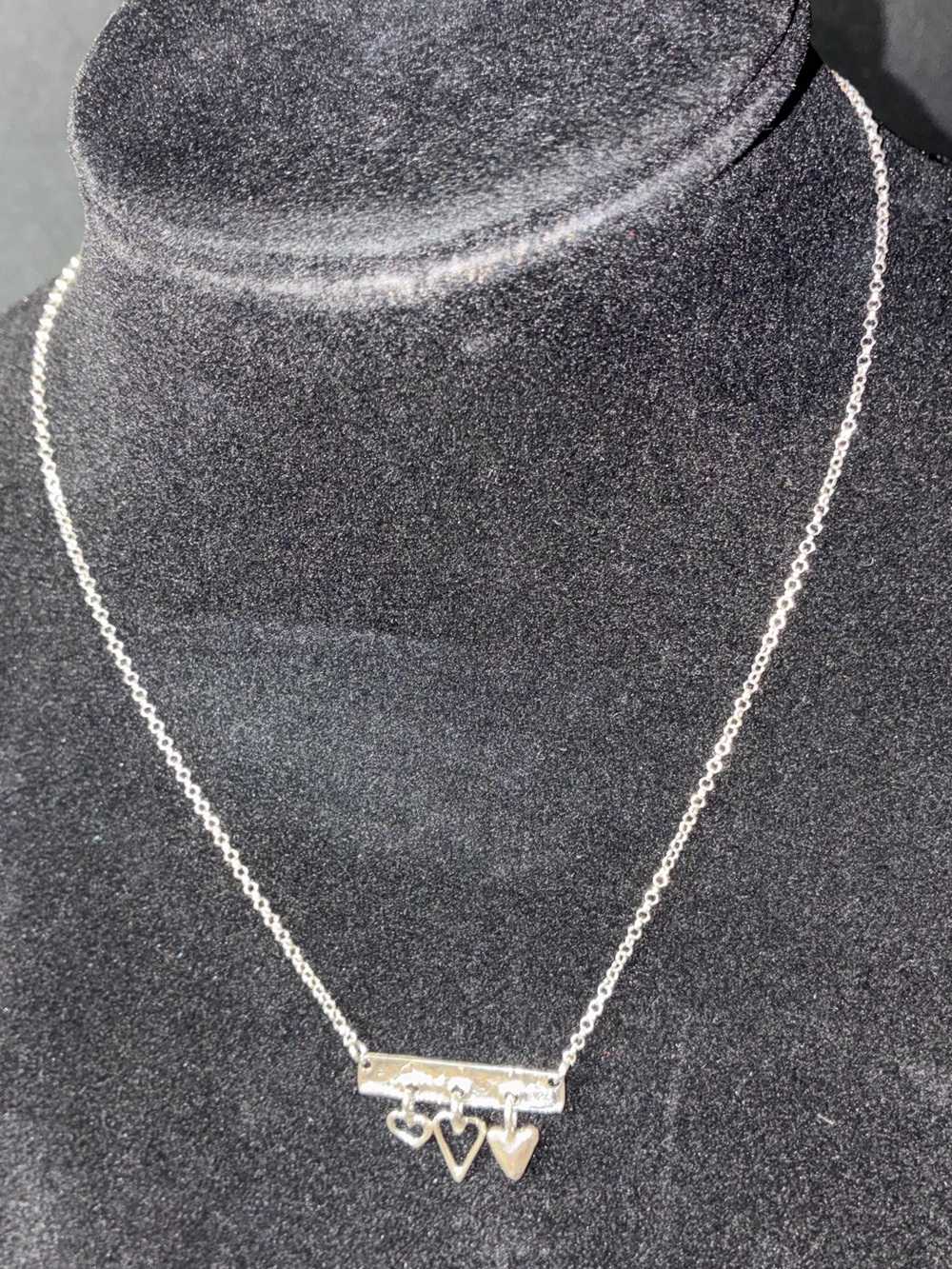 New Silpada Sterling Silver Heart Charm Bar Necklace